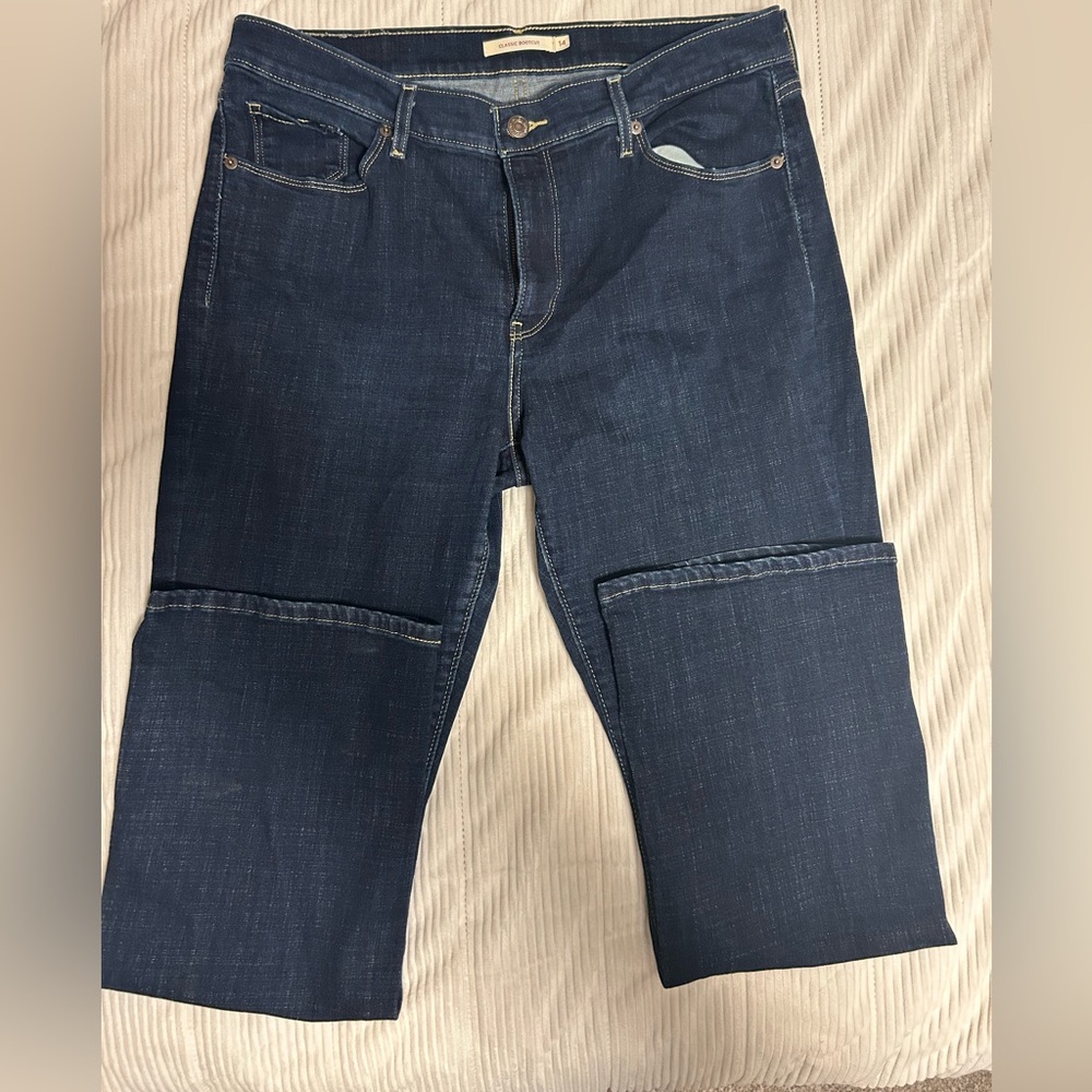 Levis Classic Boot Jeans Womens 14 Blue Mid Rise Stretch Denim Bootcut 28 Inseam